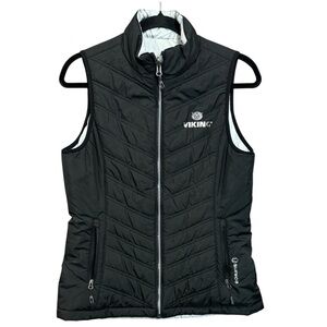 Sunice Women’s Reversible Quilted Vest, Viking Logo, Black, Size M